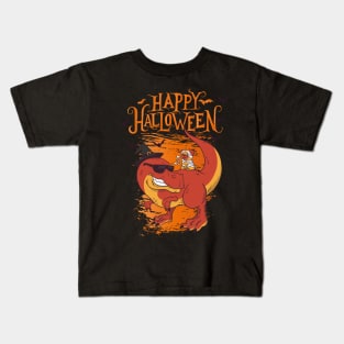 Halloween Happy Halloween Funny Dinosaur Costume Kids T-Shirt